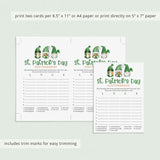 Printable St Paddy's Day Scattergories Game