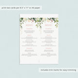 Printable menu card for floral theme shower by LittleSizzle