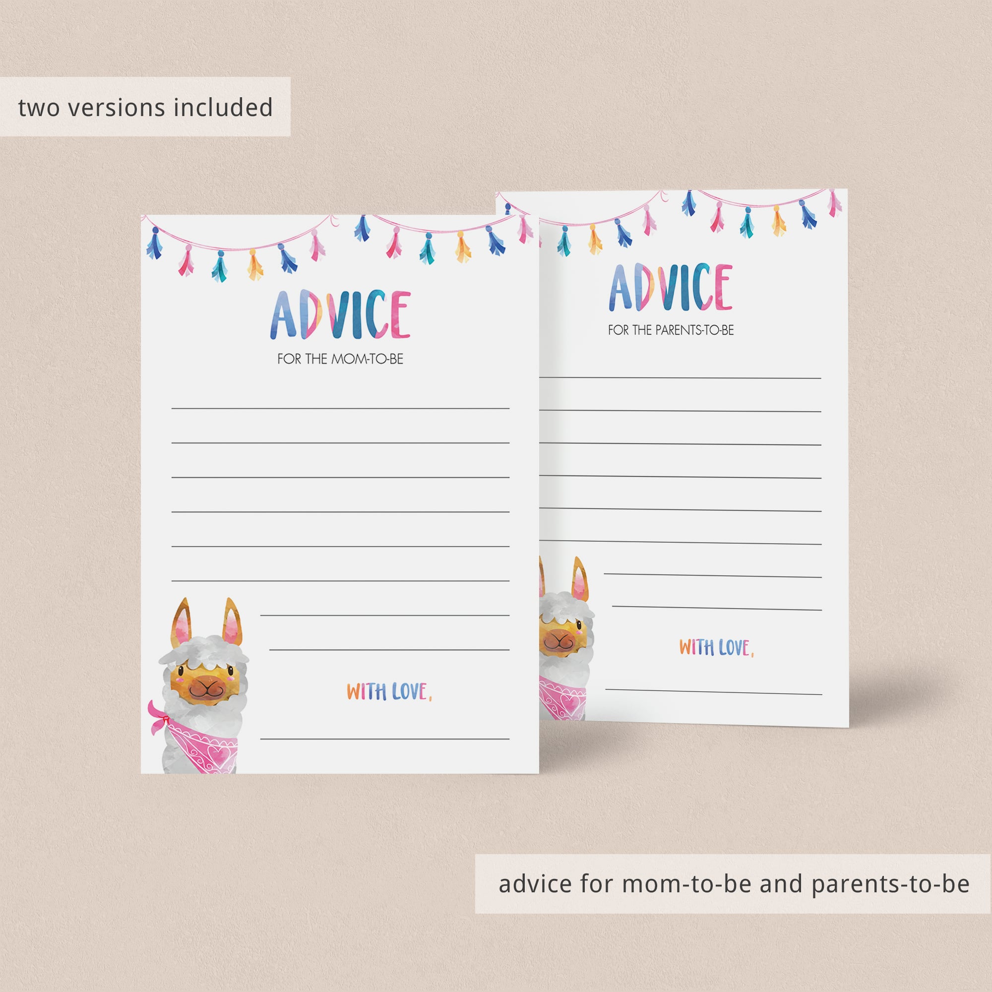 Printable llama baby shower games dear baby wishes by LittleSizzle
