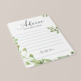 Garden Bridal Shower Advice Cards Instant Download