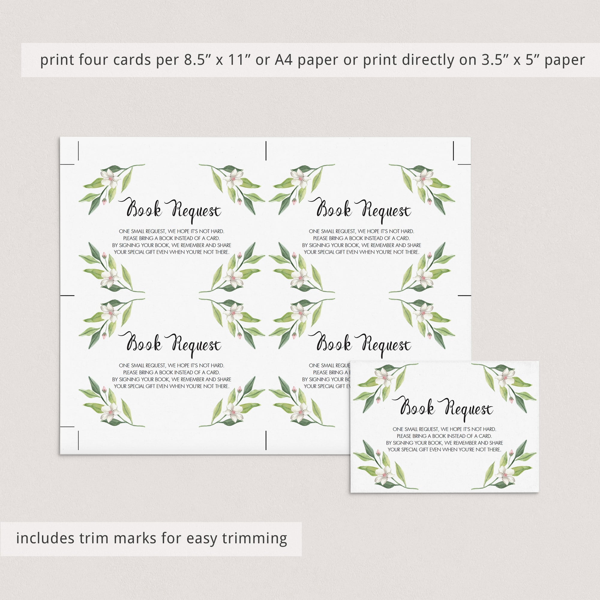 Printable books for baby card with green leaves by LittleSizzle