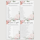 Whimsical Flowers Baby Shower Games Package