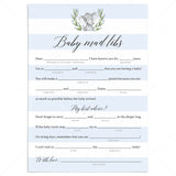 Baby mad libs baby shower game for boy party by LittleSizzle
