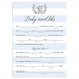 Baby mad libs baby shower game for boy party by LittleSizzle