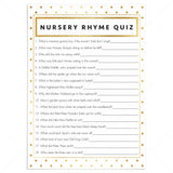 Gold Polka Dots Nursery Rhyme Shower game printable by LittleSizzle