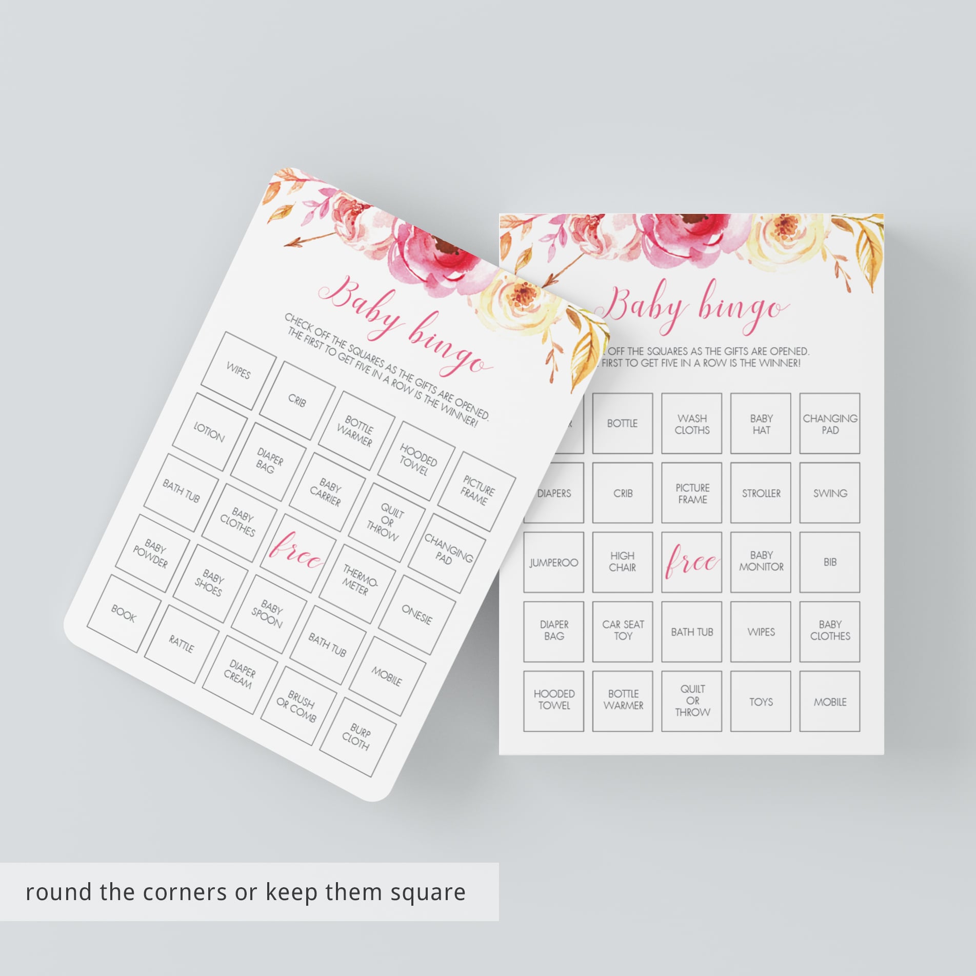 Baby shower games boho floral pink and yellow by LittleSizzle