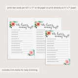 Floral watercolor who knows mommy best game printable by LittleSizzle