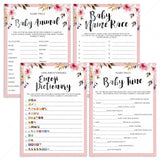 Pink flowers baby shower game package by LittleSizzle