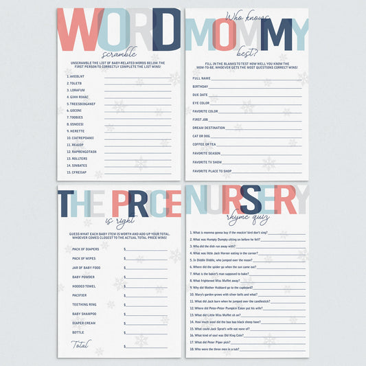 Printable baby shower games winter themed by LittleSizzle