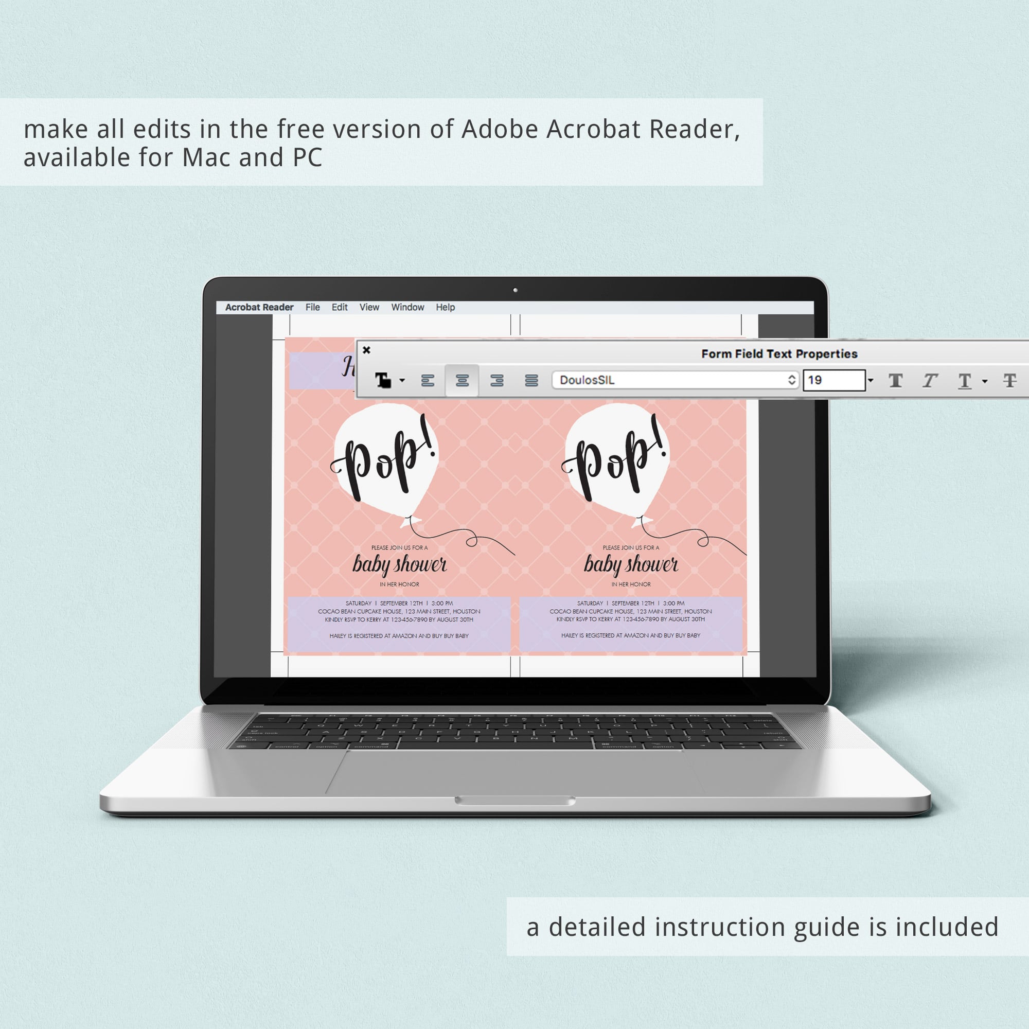 Editable pink baby sprinkle invitation for girl by LittleSizzle