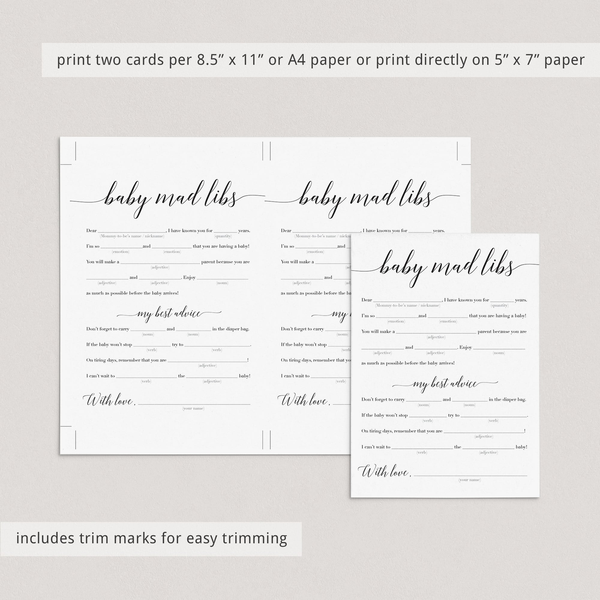 Elegant baby shower game printable by LittleSizzle