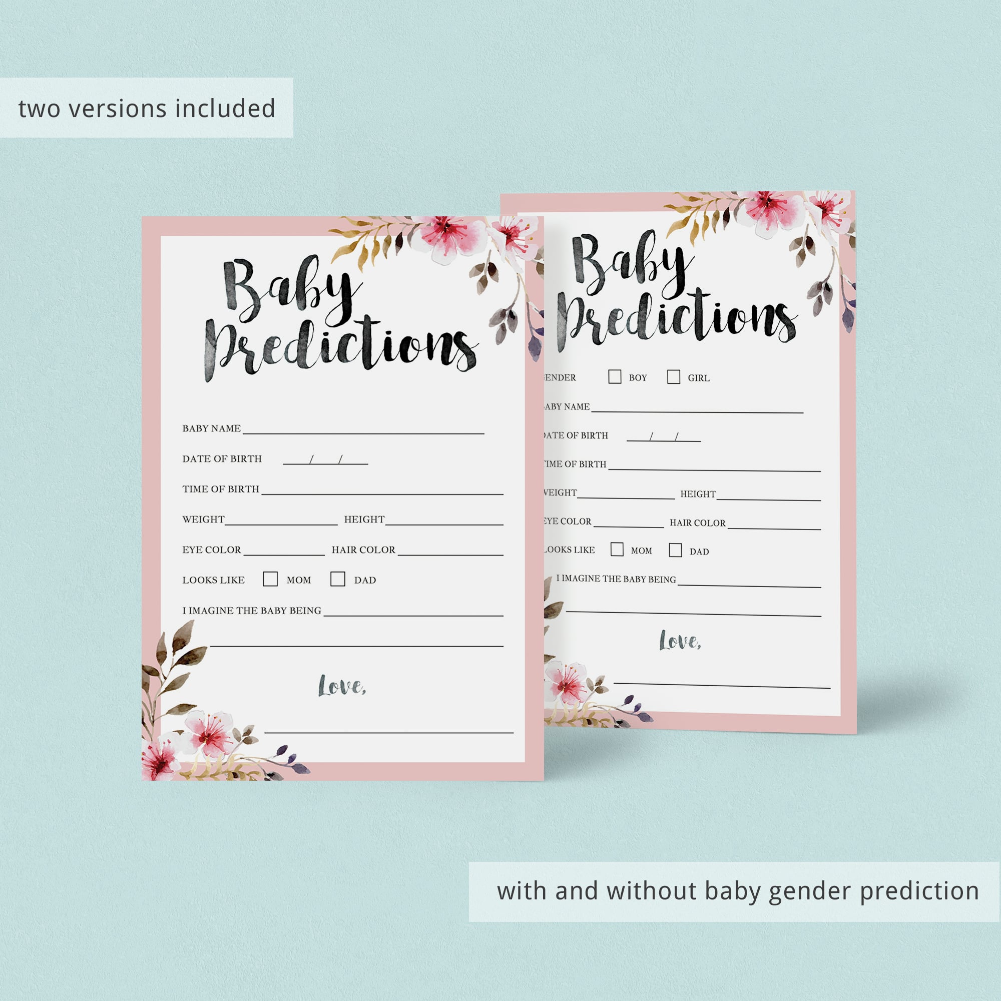 Printable dear baby cards for girl shower by LittleSizzle