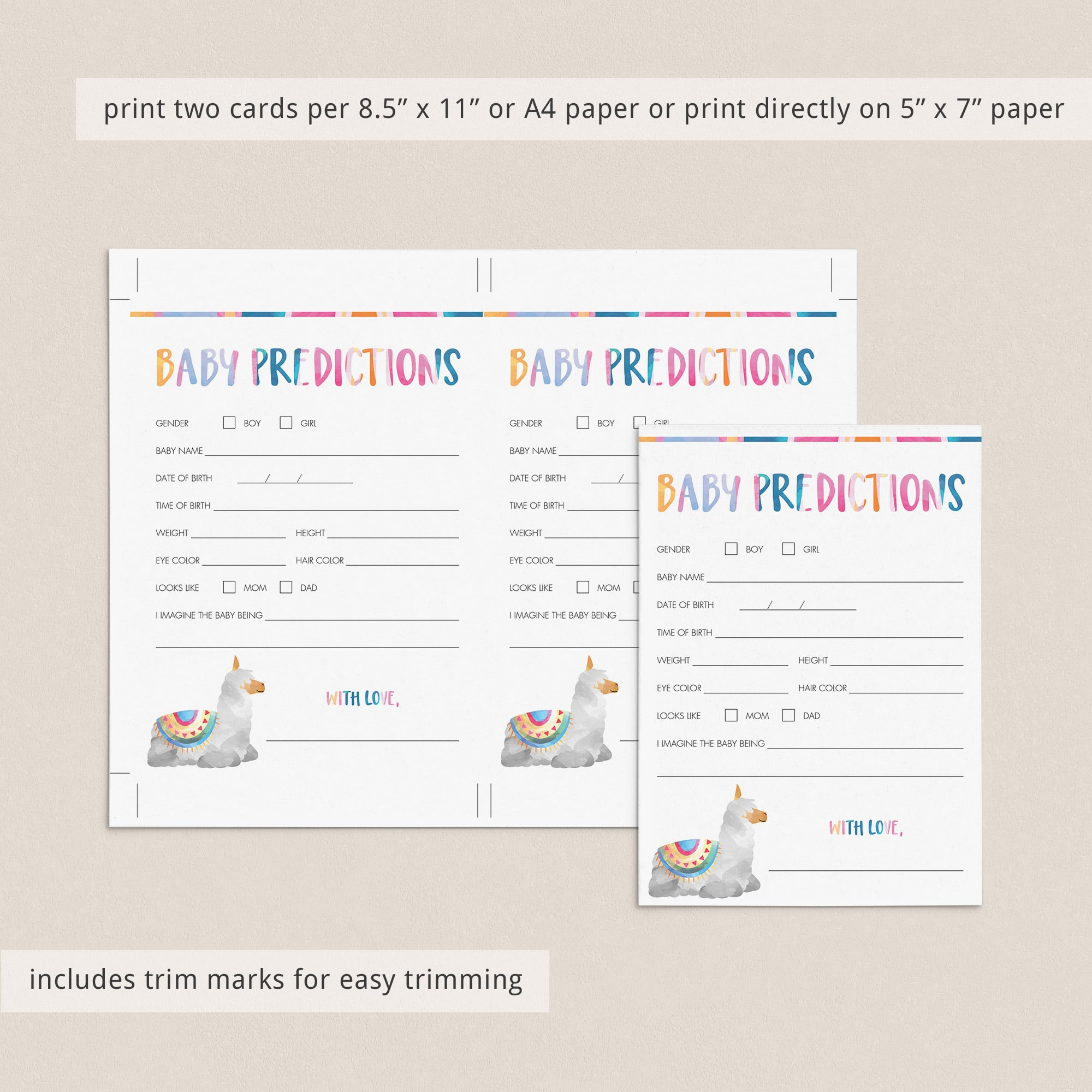 Baby predictions baby shower game summer theme by LittleSizzle