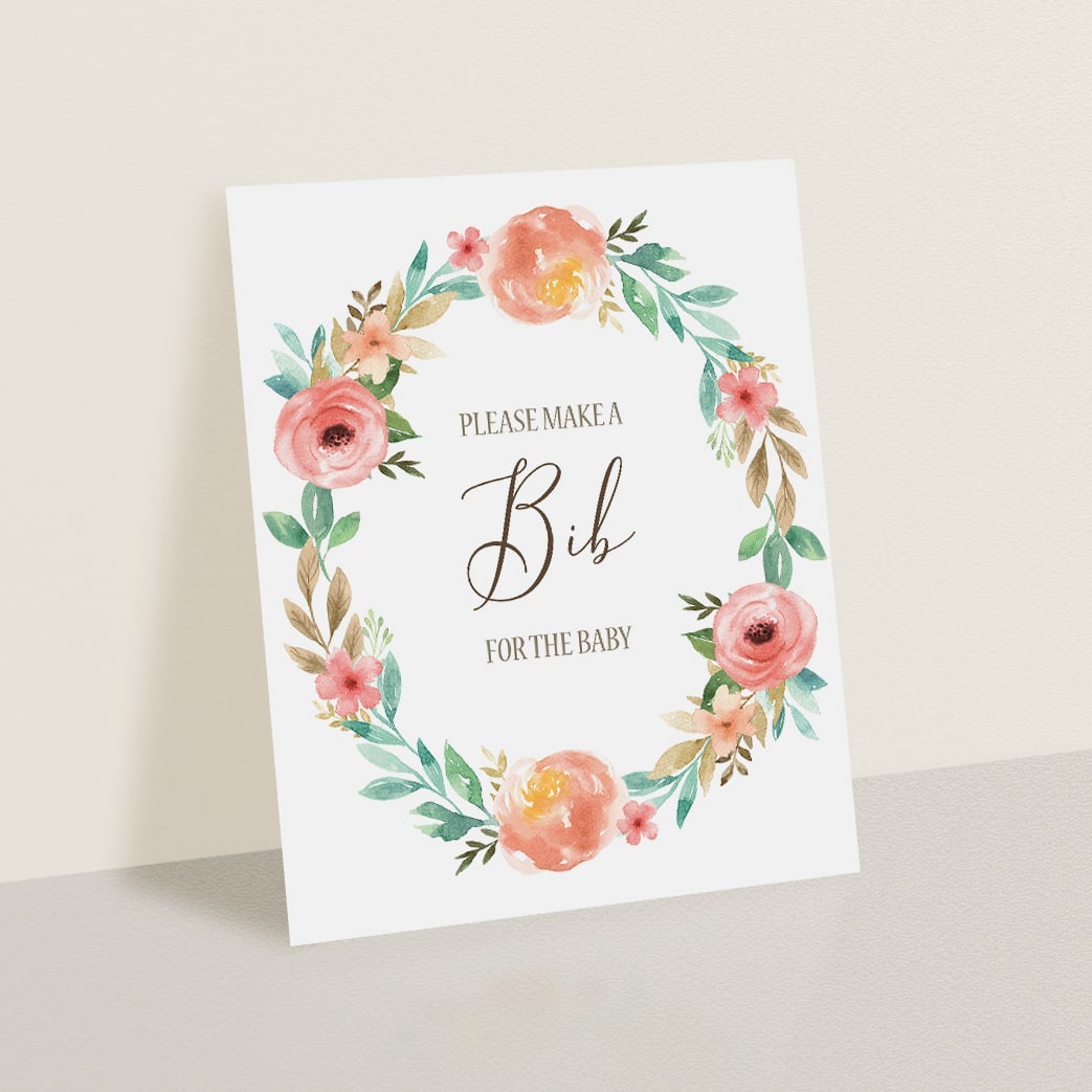 Girl baby shower activities make a bib sign by LittleSizzle