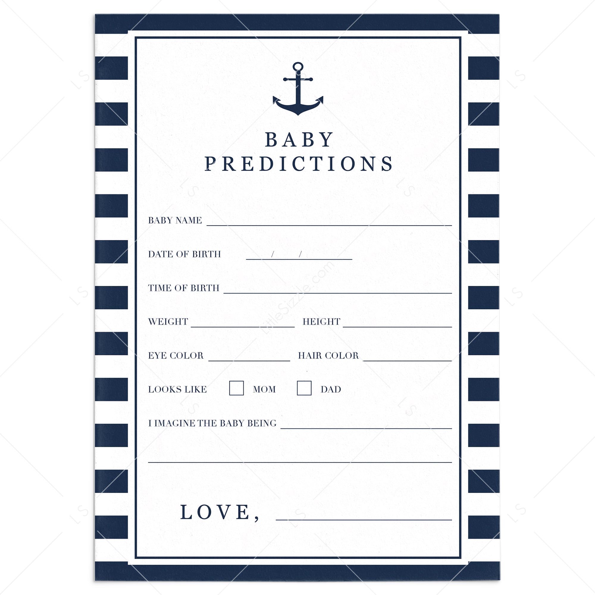 Printable Baby Prediction Card by LittleSizzle