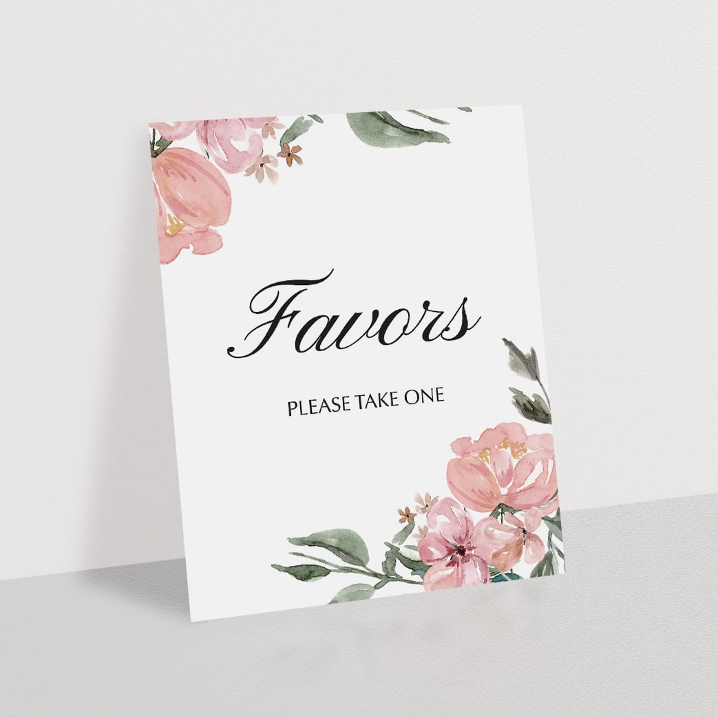 Printable pink floral shower favors sign by LittleSizzle