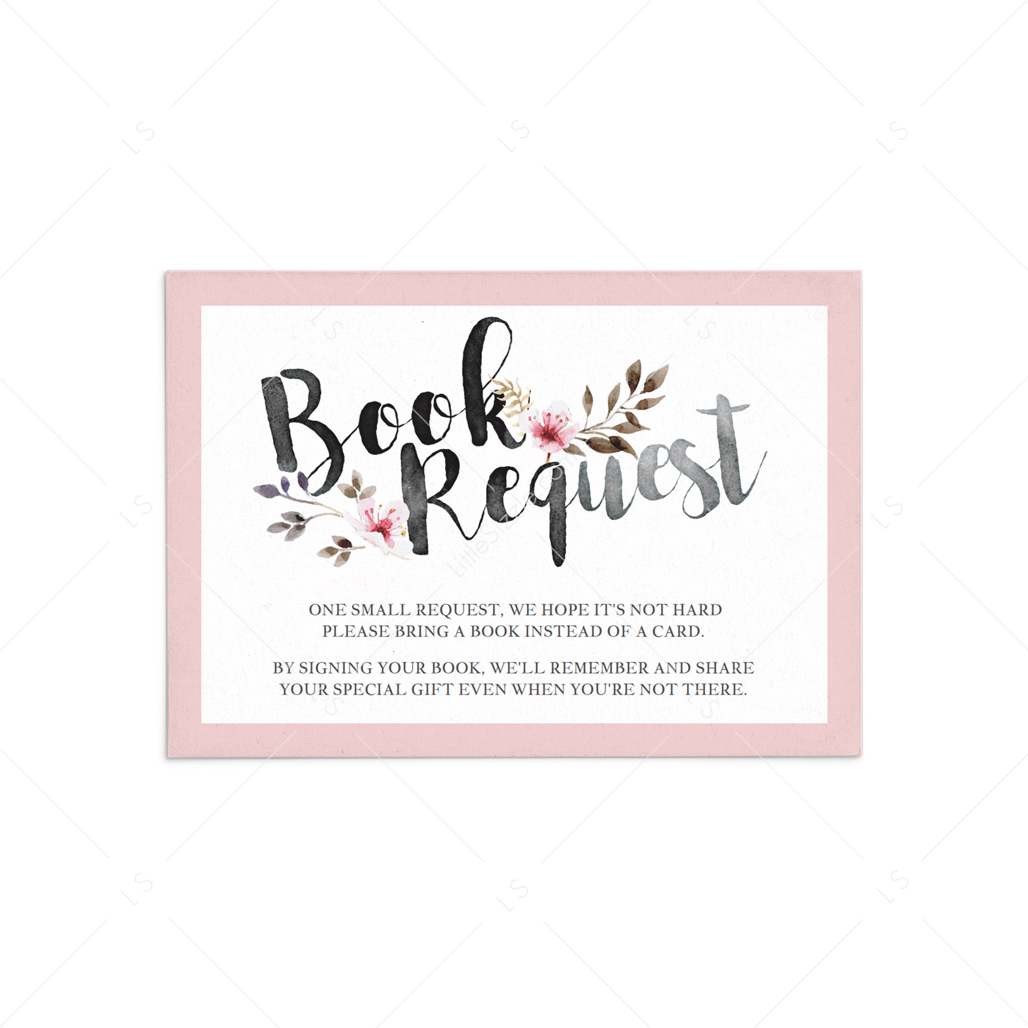 Printable blush pink baby shower books for baby cards by LittleSizzle