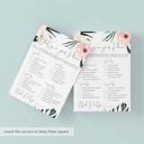 Tropical Theme Bridal Shower Game Printable What's On Your Phone