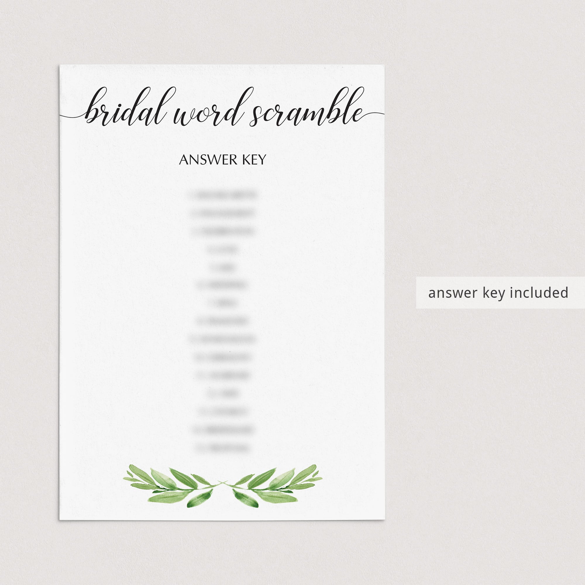 greenery bridal shower games printables