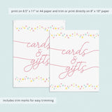 Instant download table sign for cards and gifts for girls by LittleSizzle