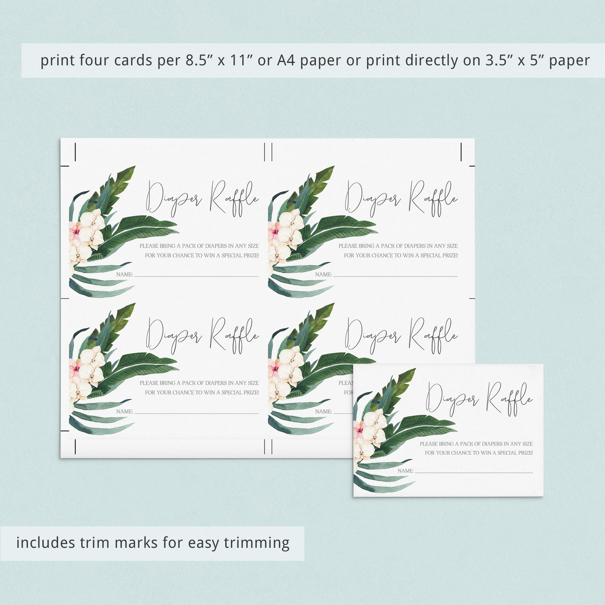 Tropical baby shower diaper raffle game by LittleSizzle