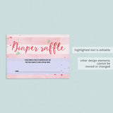 Printable diaper raffle cards for girl baby shower by LittleSizzle