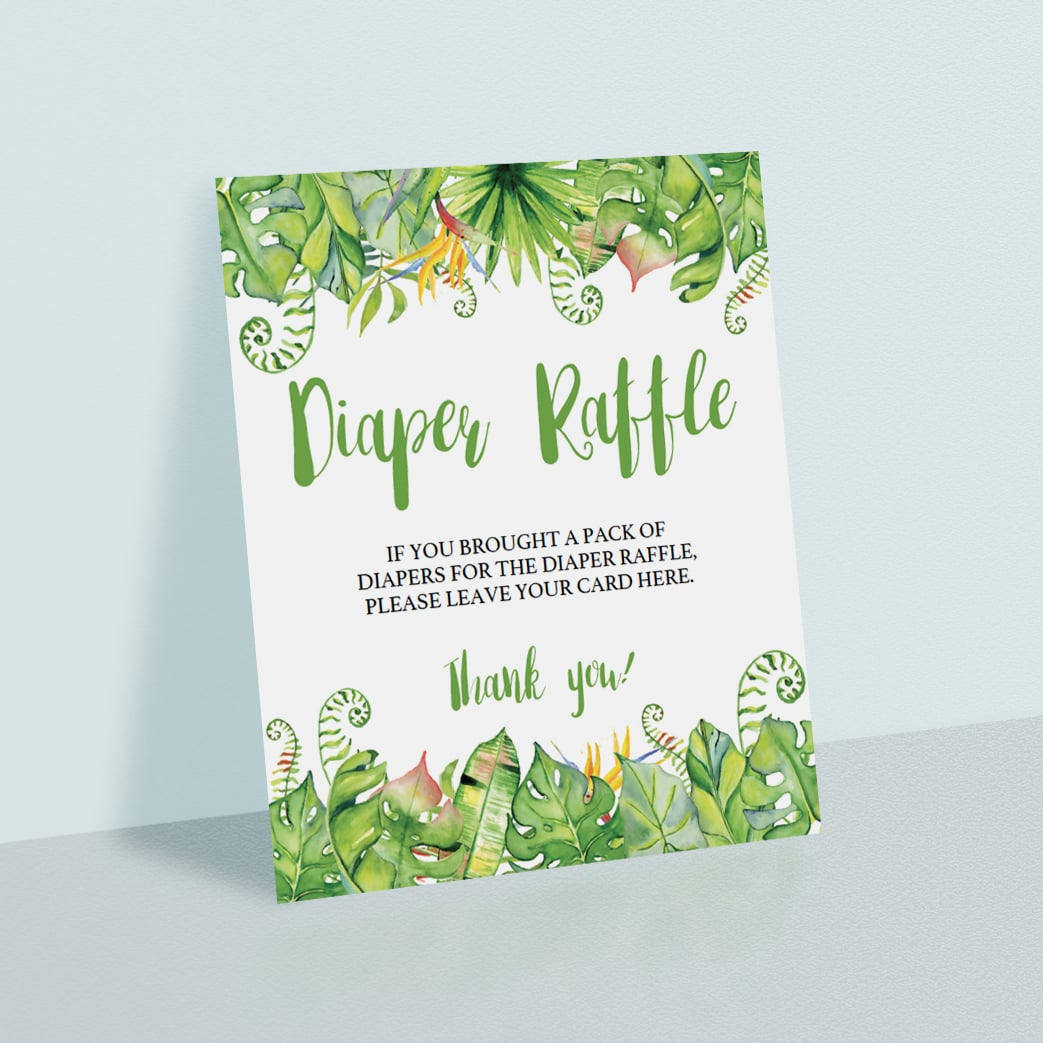 Editable diaper raffle ticket signs for Hawaii baby party by LittleSizzle