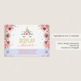 Unicorn display shower cards by LittleSizzle