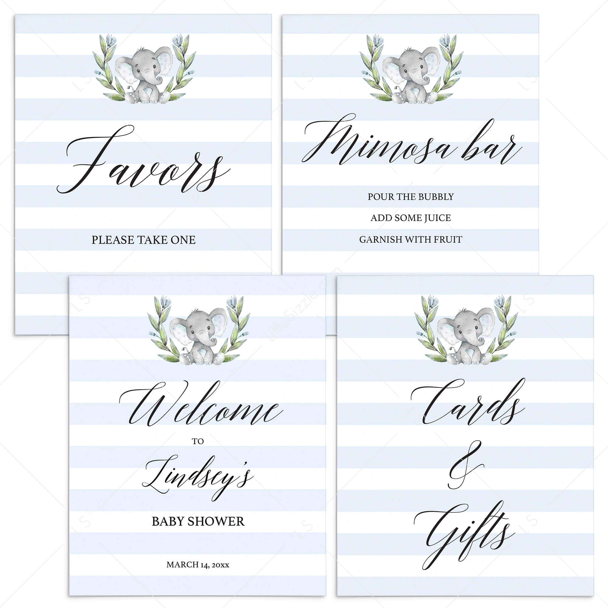Printable Elephant Themed Baby Shower Decor Pack by LittleSizzle