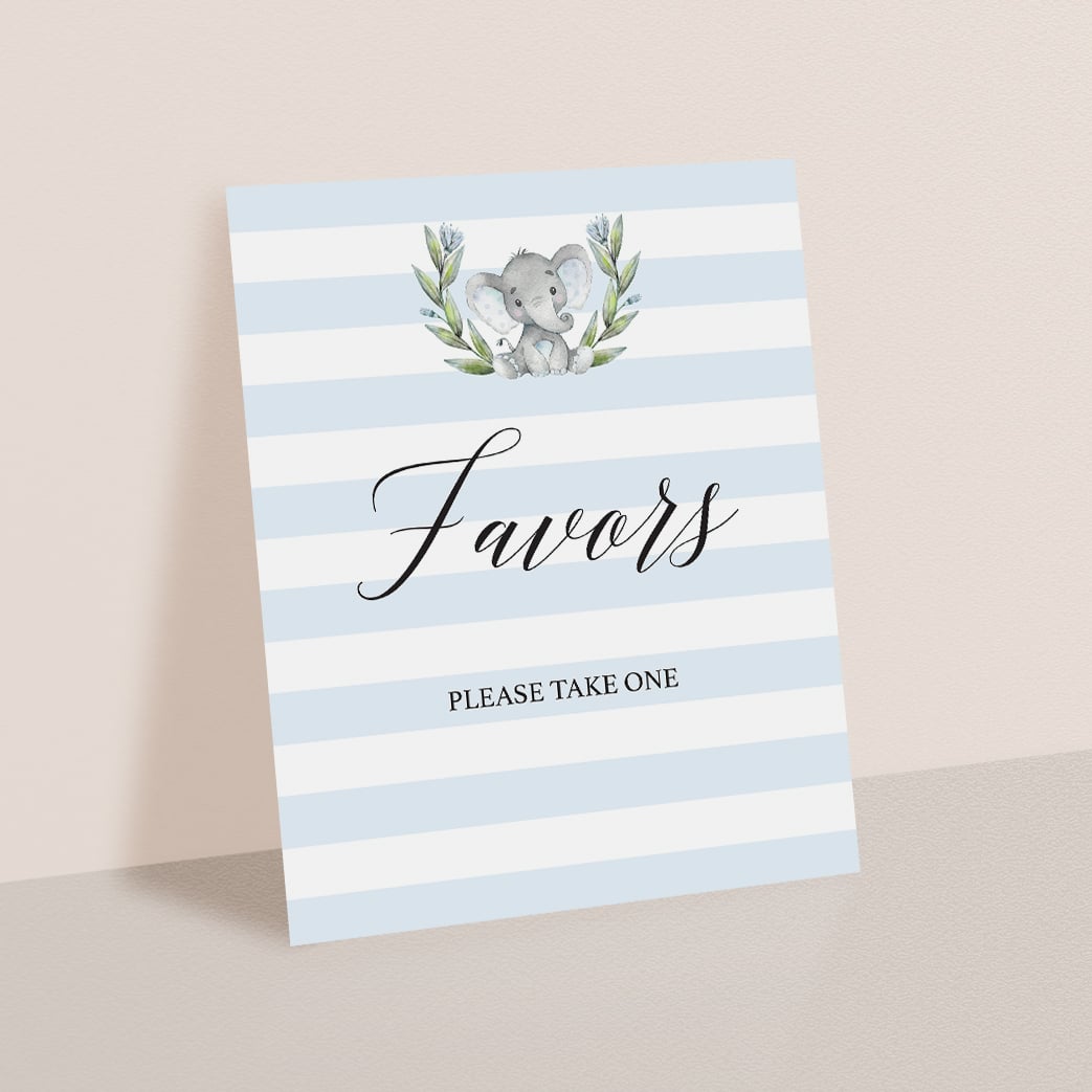 Elephant themed baby shower sign printable by LittleSizzle
