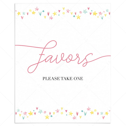 Pink and yellow favors sign printable by LittleSizzle