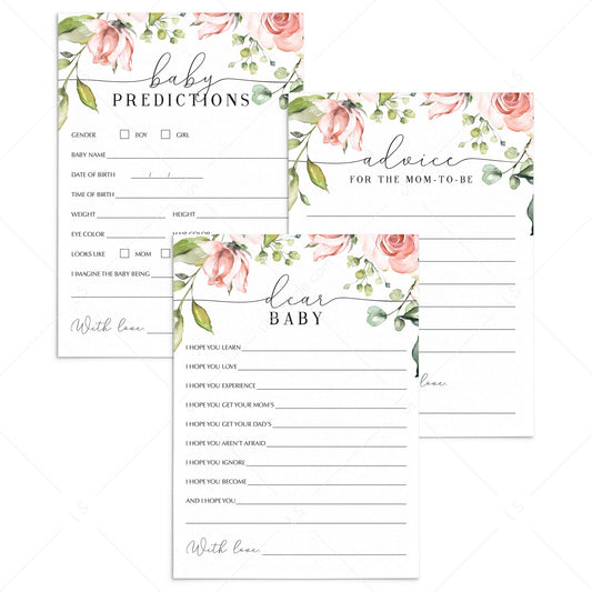 Watercolor floral baby shower games bundle by LittleSizzle
