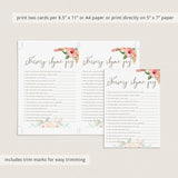 Watercolor Flowers Baby Shower Nursery Rhyme Quiz Printable