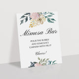 Printable Mimosa Sign for Floral Themed Shower