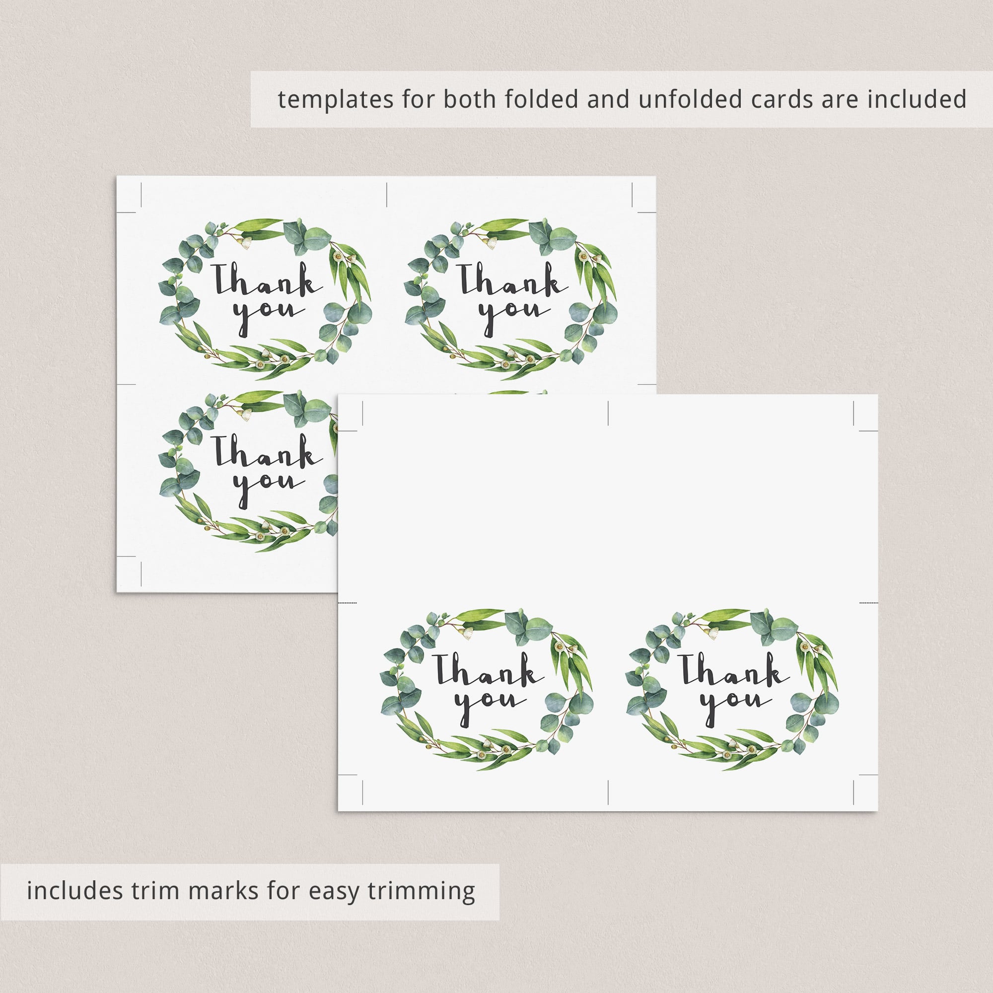 Folded thank you cards instant download by LittleSizzle