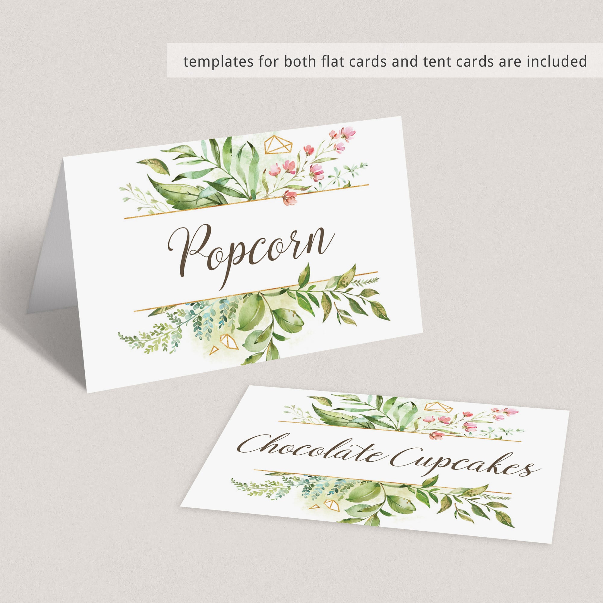 Editable flat food cards for baby shower by LittleSizzle