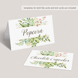 Editable flat food cards for baby shower by LittleSizzle