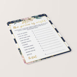 Floral Baby Shower Game Price is Right Navy and Gold