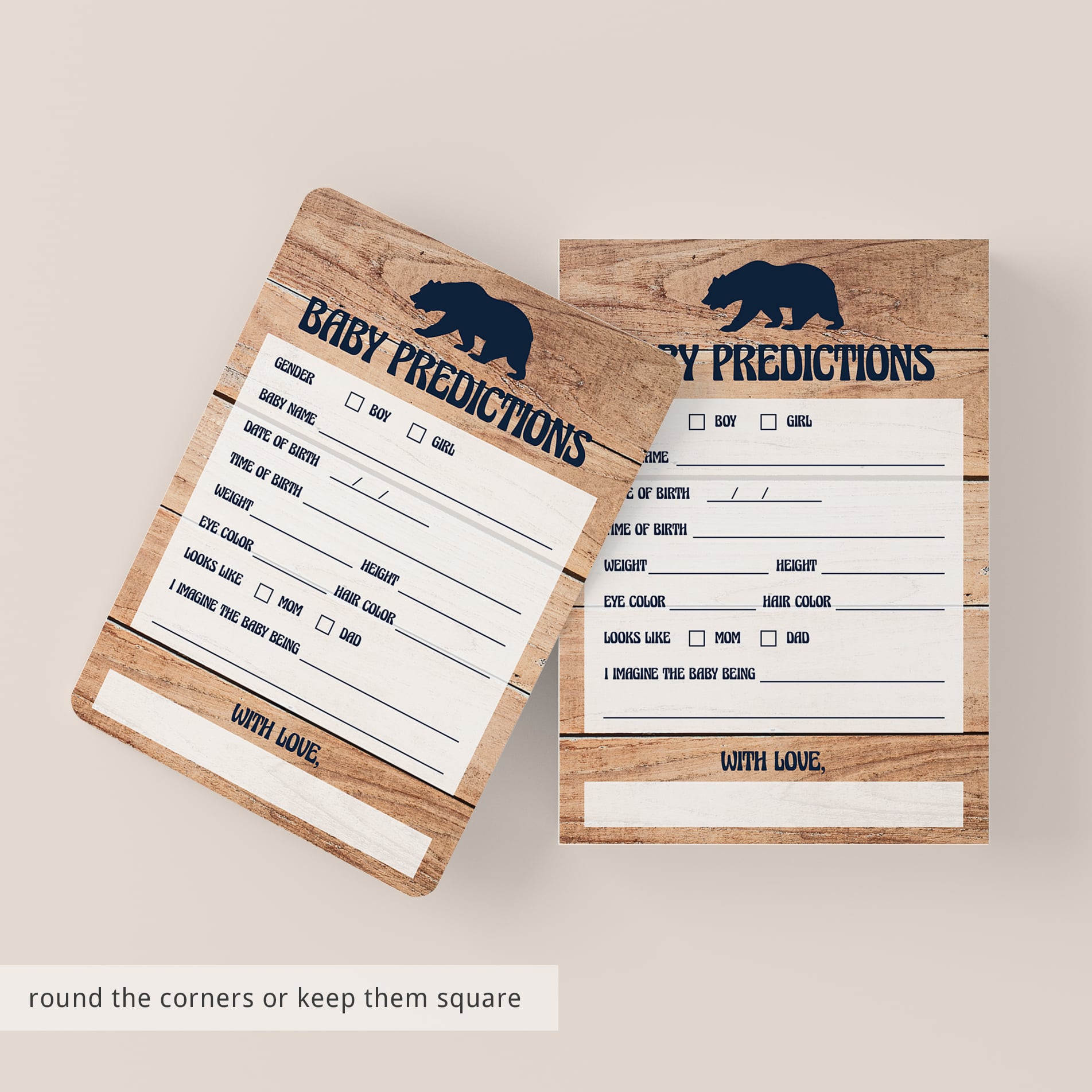 Baby shower activity cards DIY by LittleSizzle