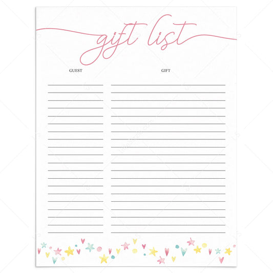 Cute gift list printable pink and yellow by LittleSizzle