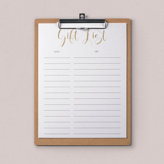 Printable Baby Shower Gift List Sheet by LittleSizzle