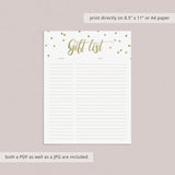 Gold Confetti Gift List, Cards and Labels