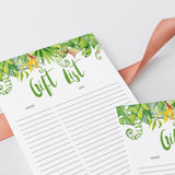 Printable Hawaiian Party Gift List