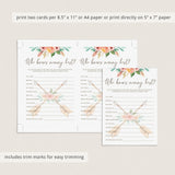 Tribal Baby Shower Game Who Knows Mommy Best with Pink Flowers