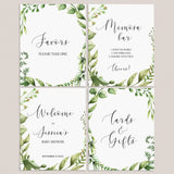 Watercolor Green Leaves Baby Shower Sign Package by LittleSizzle