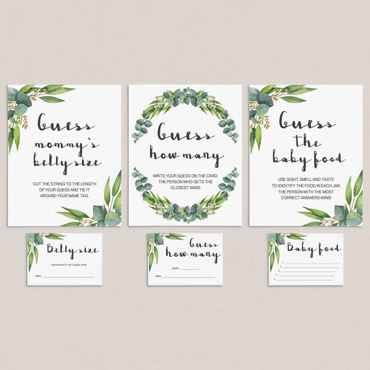 Botanical baby shower games printable games bundle by LittleSizzle