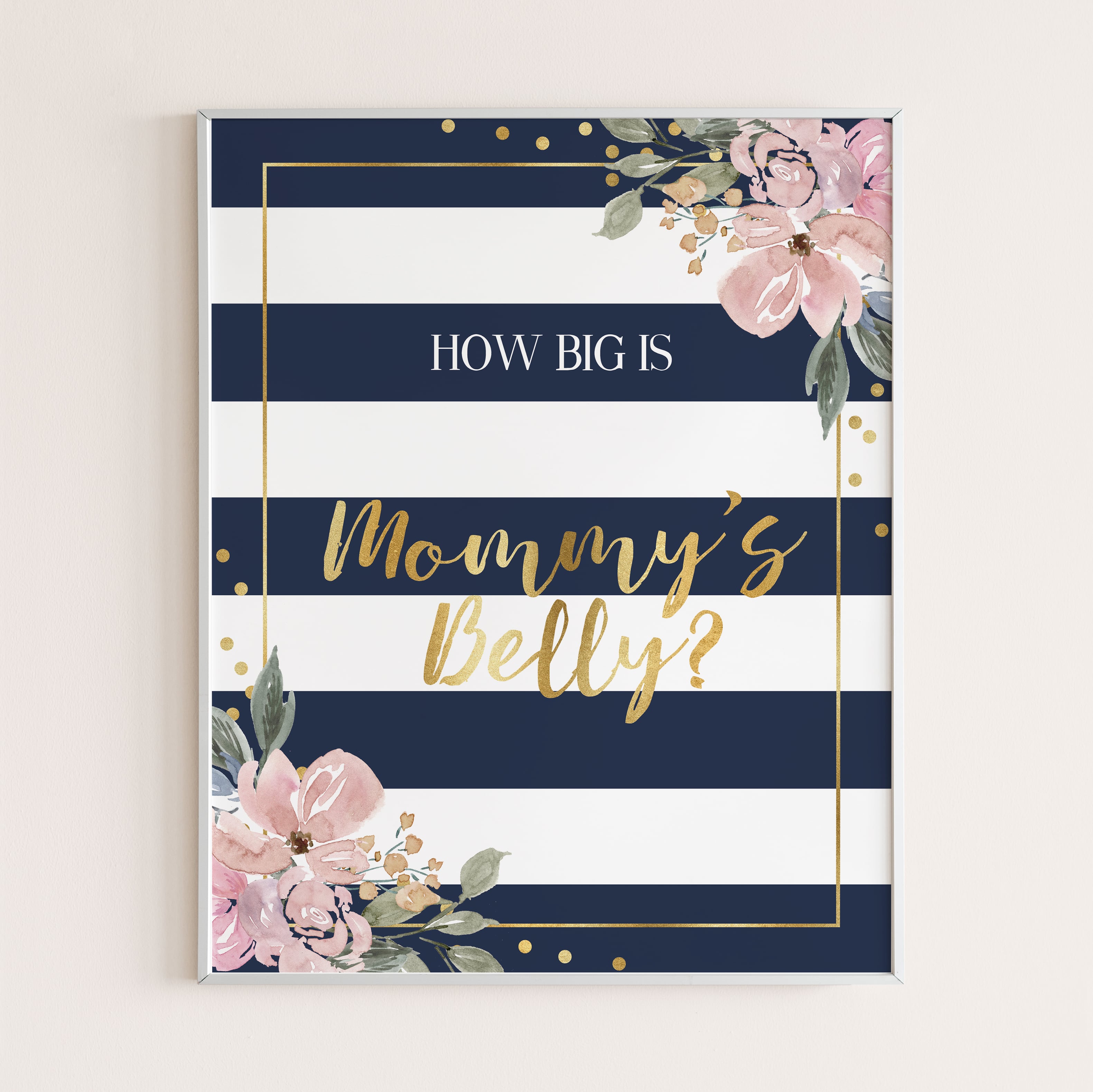 Printable sign and cards for how big is mommys belly game by LittleSizzle