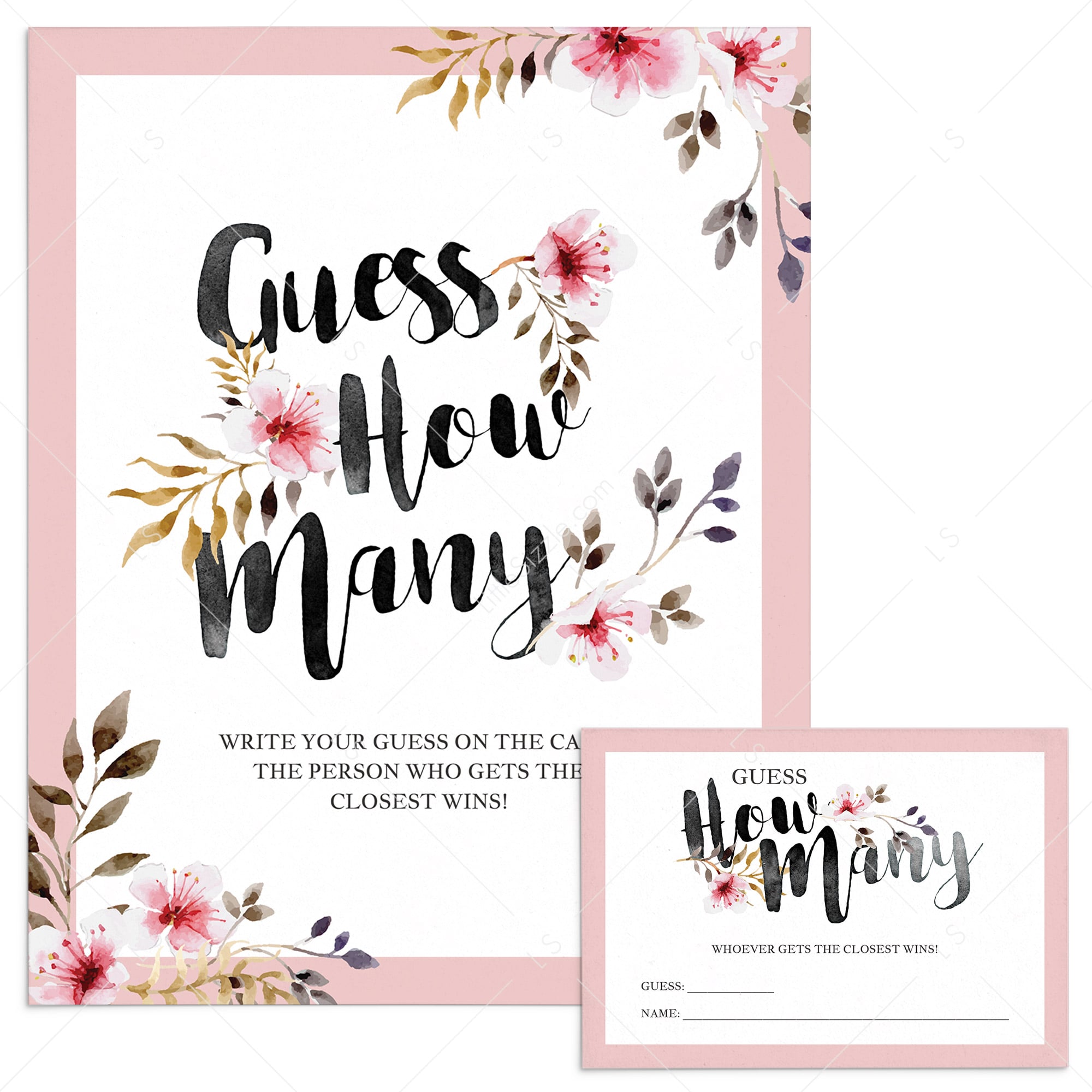 Guess how many table sign and cards printable by LittleSizzle