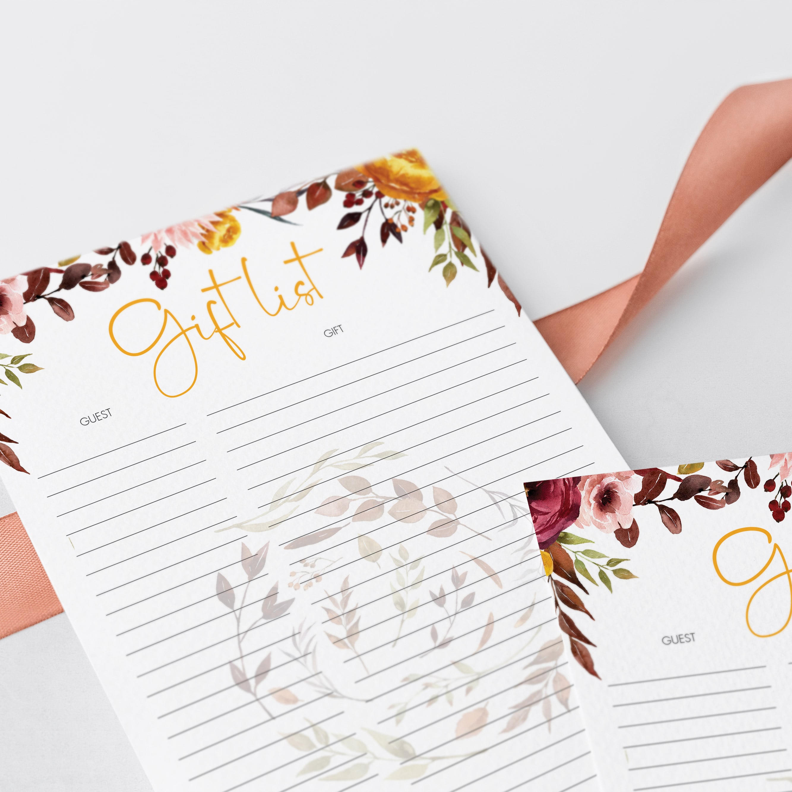Gift and guest log printable autumn leaves by LittleSizzle