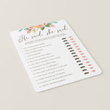 Printable He Said She Said Game for Baby Shower